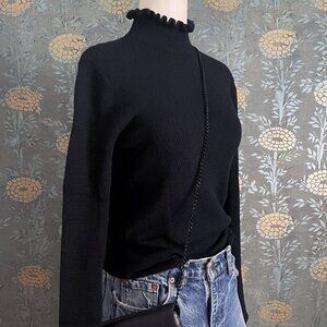 Rebecca Taylor Black Merino Wool Turtleneck Sweater